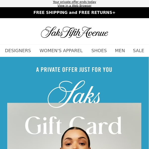 Last chance to earn your $600 gift card + We just marked these down - Saks  Fifth Avenue