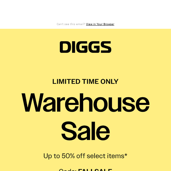 THE WAREHOUSE SALE: up to 50% off