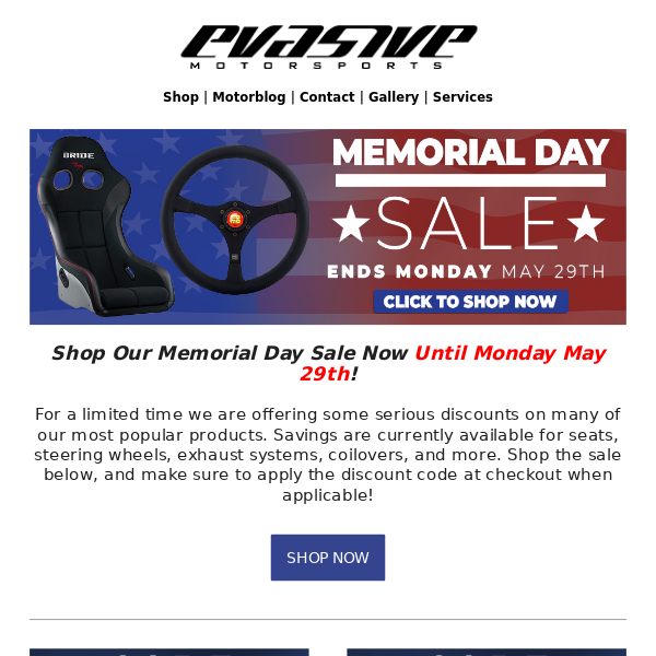 Memorial Day Sale Live Until Monday May 29th!