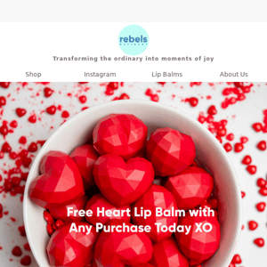 FREE Heart Lip Balm with any purchase today 🎁