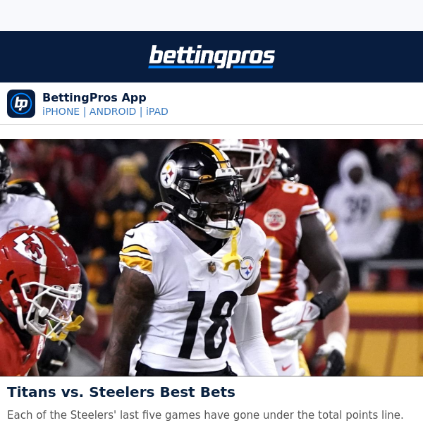 Tail These Titans vs. Steelers Best Bets (+423) 🎯