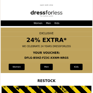 Dress For Less: 24% extra for dressforless's birthday