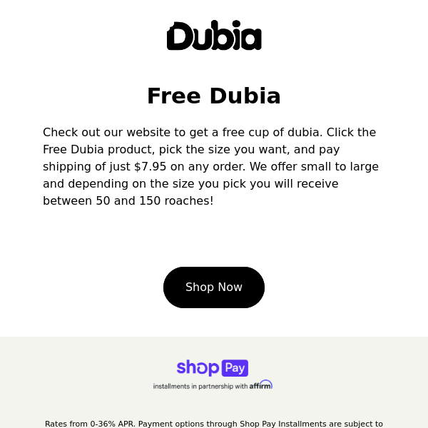 Get a Free Cup of Dubia Roaches!