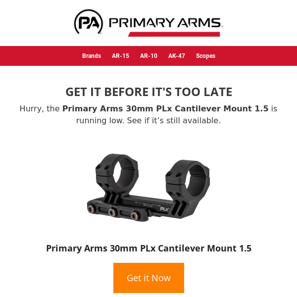 🔥 Running low on Primary Arms 30mm PLx Cantilever Mount 1.5! 🔥