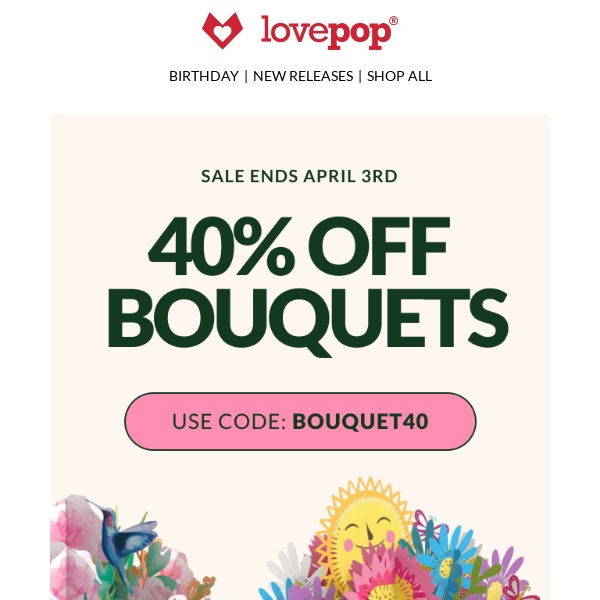 SALE: 40% Off Bouquets