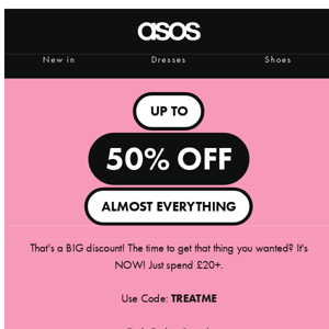 Up to 50% off almost everything!