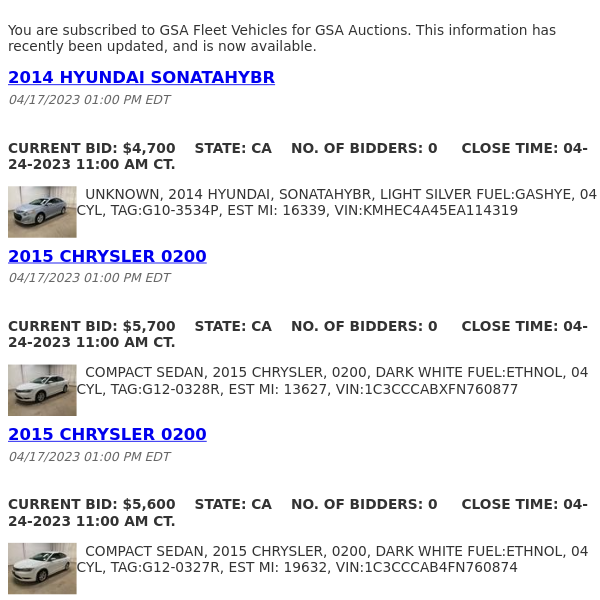 GSA Auctions GSA Fleet Vehicles Update