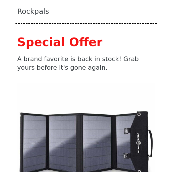 Special Offer--Only $165.90 For Rockpals SP003 100W Fold Out Solar Panel