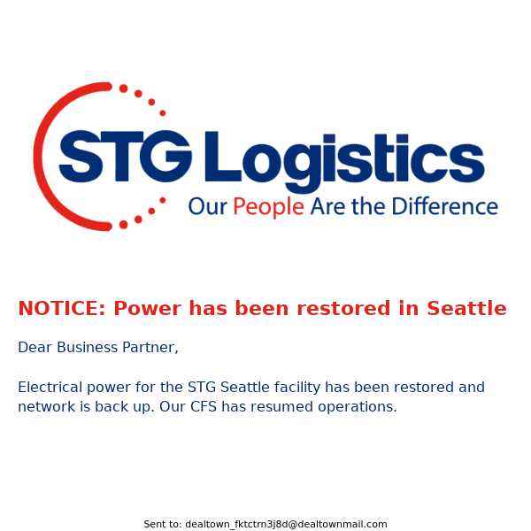 NOTICE: Power has been restored in Seattle