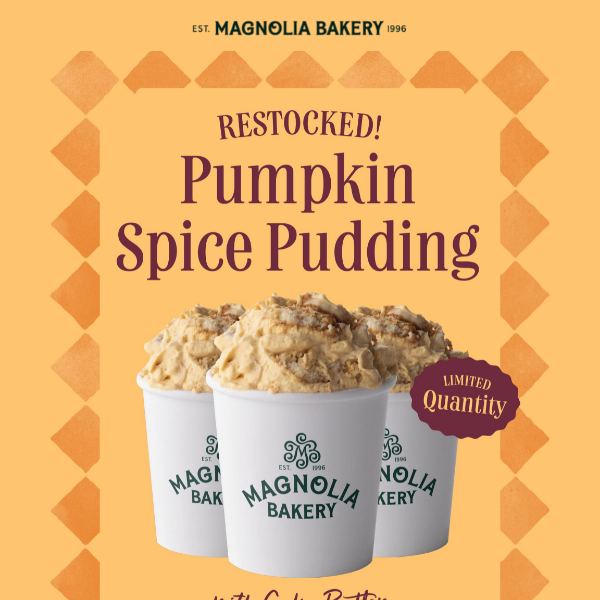 RESTOCKED: Pumpkin Spice Pudding! 🤩