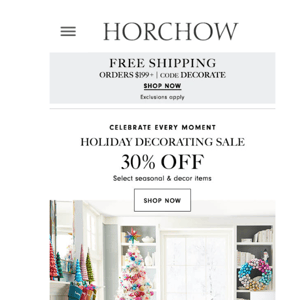 FREE monogramming + 30% off holiday decor