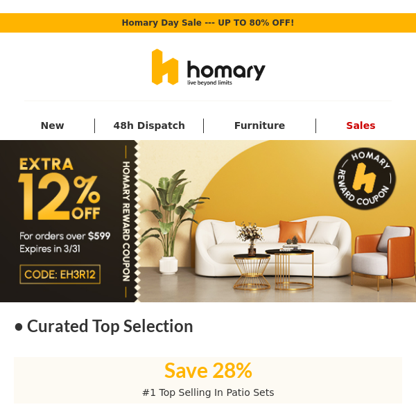 💫 Unlock 12% Off! Check Out Homary Curated Top Picks!