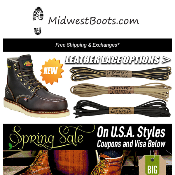 May U.S.A. Savings + New Leather Lace Options