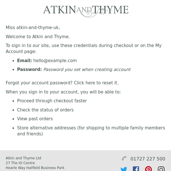 Welcome to Atkin and Thyme