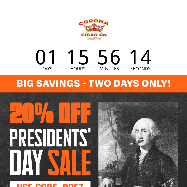 20% OFF Presidents' Day Sale 🇺🇸