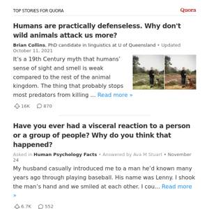 Humans are practically defenseless. Why don't wild animals attack us more?