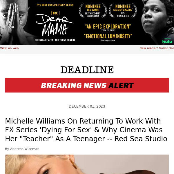 Michelle Williams On Returning To Work With FX Series 'Dying For Sex' and Why Cinema Was Her "Teacher" As A Teenager -- Red Sea Studio