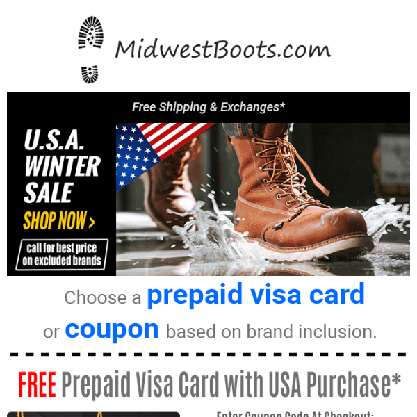 Save on U.S.A. BOOTS + Free Shipping