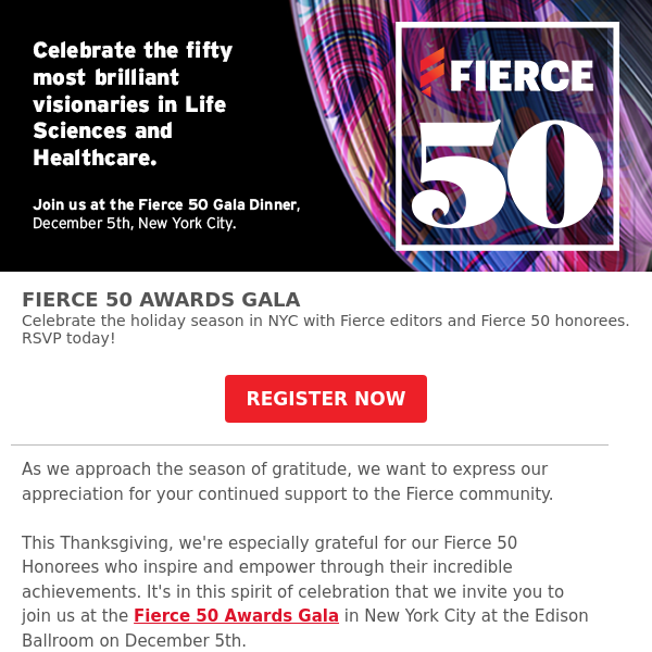 Fierce 50 Awards Gala: Connect with some of the most influential individuals in the industry
