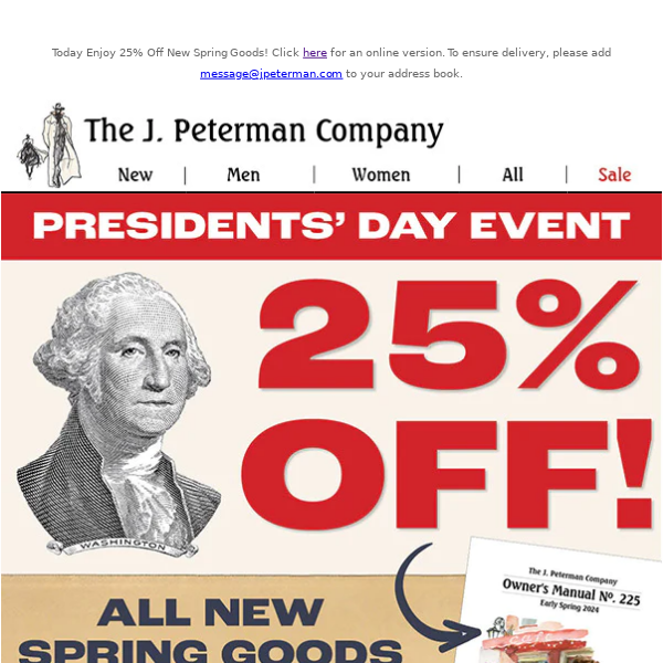 Presidents' Day Event use code: PREZDAY