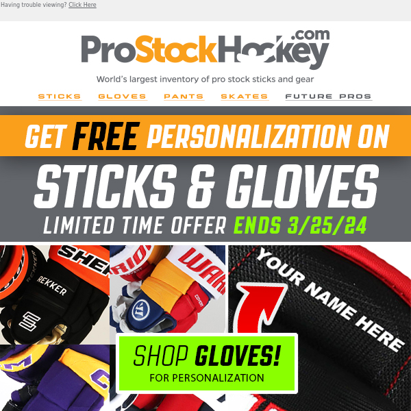 Hot Offer: FREE Personalization on Hockey Gear!