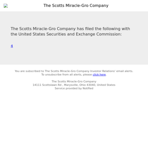 New SEC Document(s) for The Scotts Miracle-Gro Company