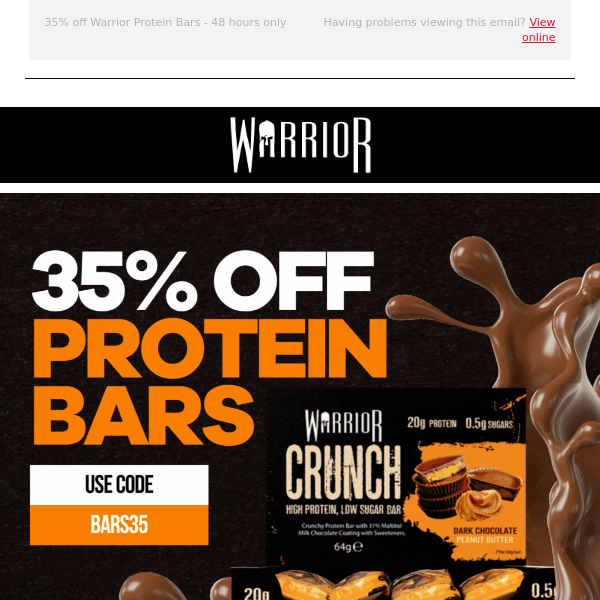 Get 35% off all protein bars for the next 48 hours