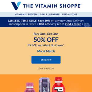 The Vitamin Shoppe: Save on sips by PRIME & Alani Nu