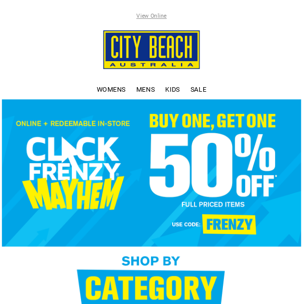 City Beach 💰 50% OFF* 🔥 Click Frenzy Continues!