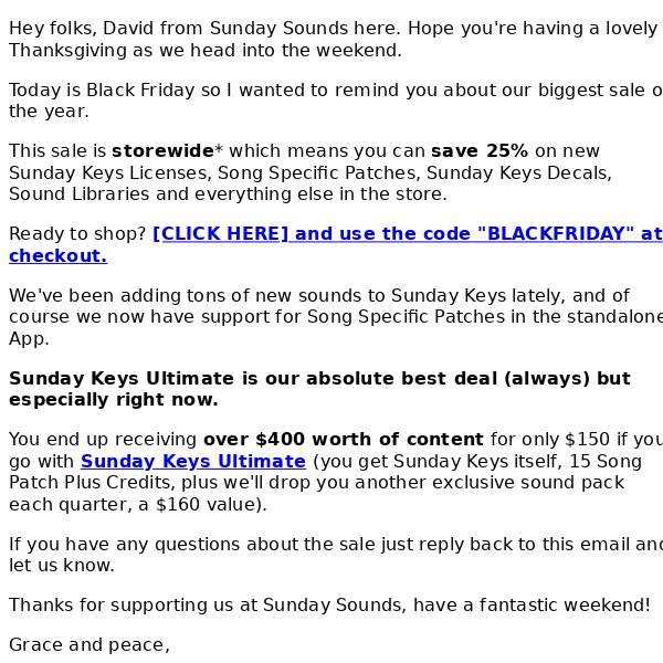 Black Friday at Sunday Sounds