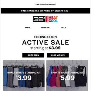 Activewear Sale Ending Soon | Don't Miss $3.99 Boxer Briefs, $5.99 Tees, $6.99 Bottoms + More