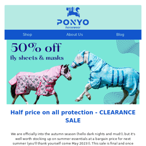 🦟 CLEARANCE - Get 50% off all fly protection in our US store