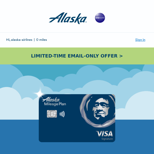 Alaska Airlines, earn 50,000 bonus miles + $100 statement credit