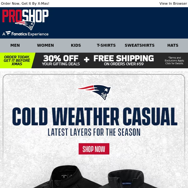 Patriots Holiday Layers + 30% Off Gifting Deals