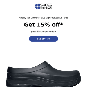 15% off your new go-to shoes