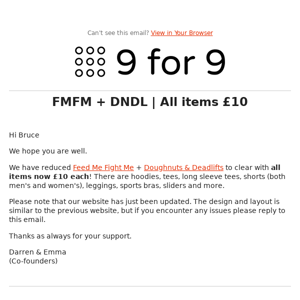 Everything £10 on FMFM + DNDL!