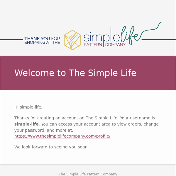 Welcome to The Simple Life Pattern Company The Simple Life