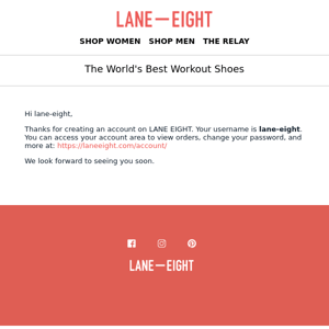 Your LANE EIGHT account has been created!