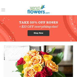 50% Off Fall Roses! Delivery Today!