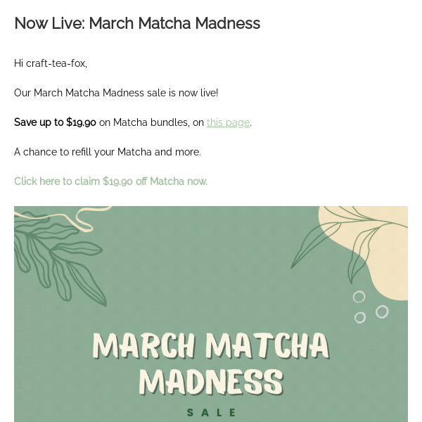 PSA: Save $19.90 on Matcha, from today
