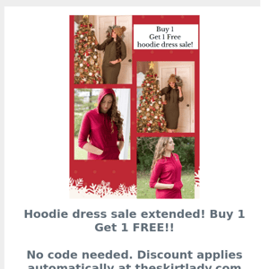 Buy 1 Get 1 FREE Hoodie Dress Sale!