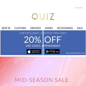 Mid-season sale & 20% off app exclusive ⚡