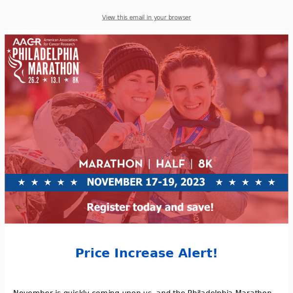 Snag your spot at the Philadelphia Marathon Weekend before prices go up!