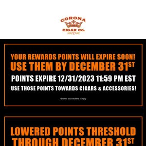 REMINDER: Your Rewards Points Expire December 31st!