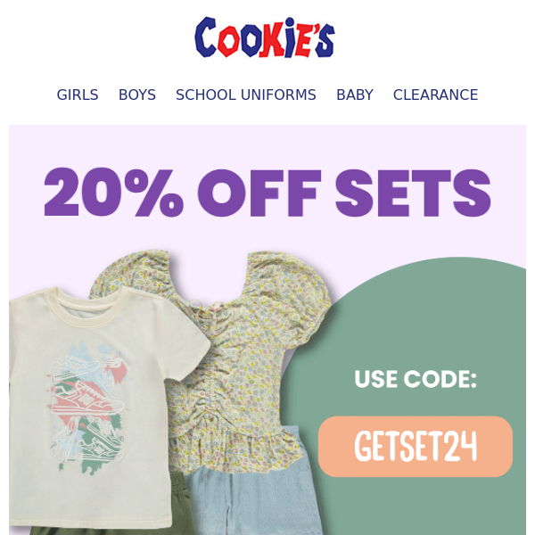 Don't Miss Out: 20% Off Sets for Your Little Trendsetter!