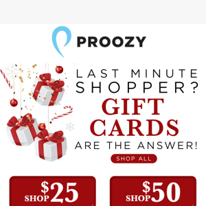 Last Minute Shopping? There's still time for gift cards.