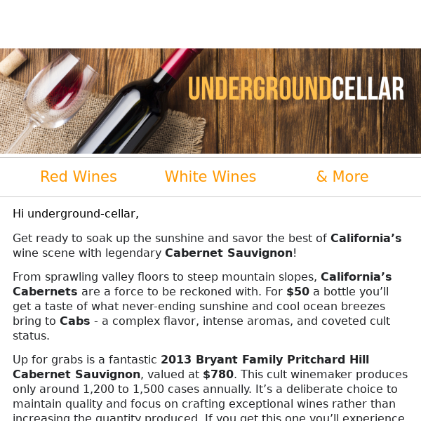 Classic California Cabernets for Only $50!