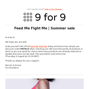 Feed Me Fight Me | Summer Sale!