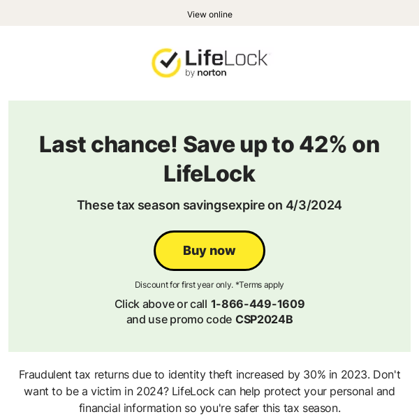 Last chance to save up to 42% this tax season