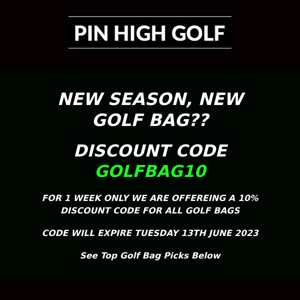 10% OFF ALL GOLF BAG DISCOUNT CODE